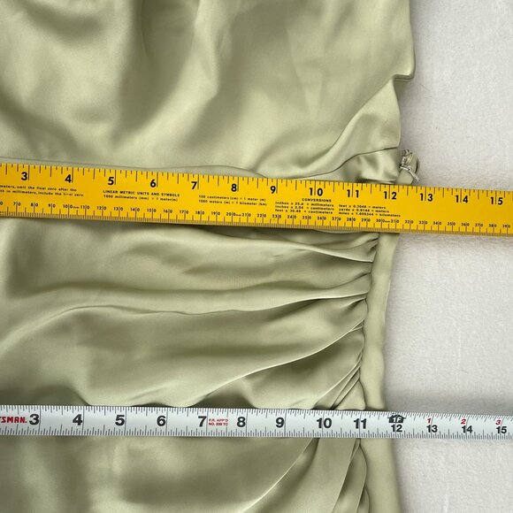 Katie May Los Angeles Ryder Cowl Neck Ruched Satin Maxi Gown Light Green XS - Picture 11 of 15